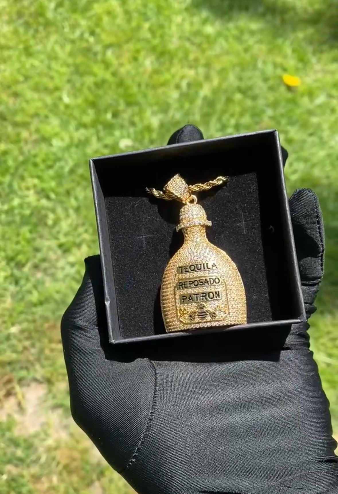 Tequila Patron Bottle Pendant with spoon