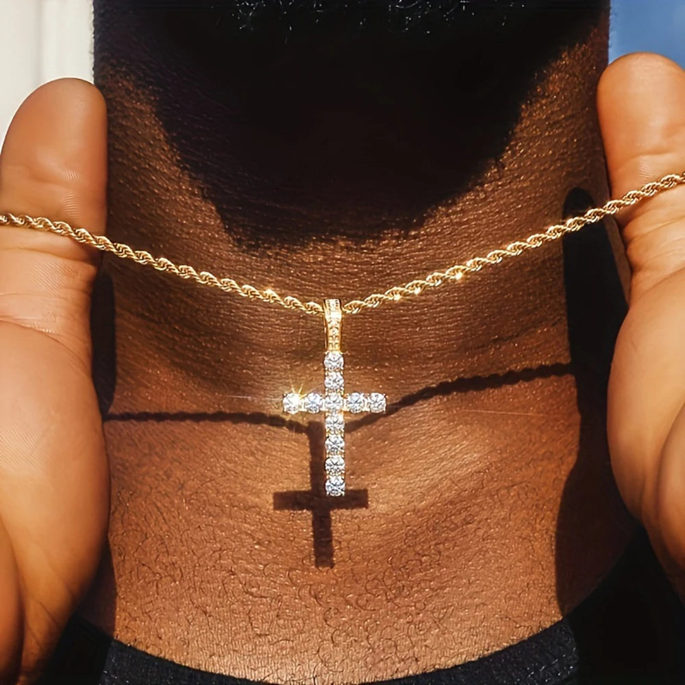 Unseen Gems 14K Gold Plated Cross Pendant Necklace - Unisex