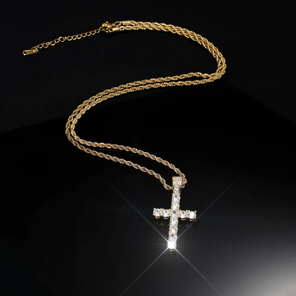 Unseen Gems 14K Gold Plated Cross Pendant Necklace - Unisex