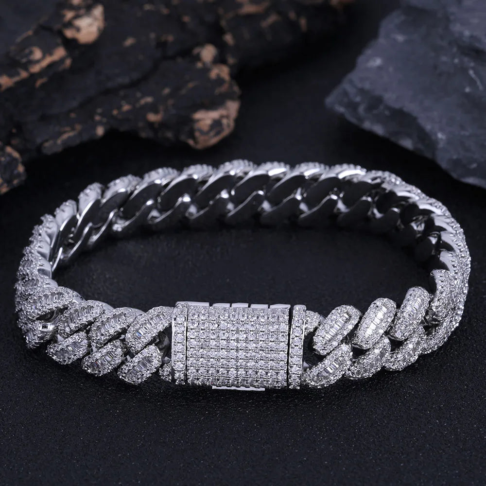 Unseen Gems 12mm Rectangle Diamond Cuban Link - Bracelet & Necklace