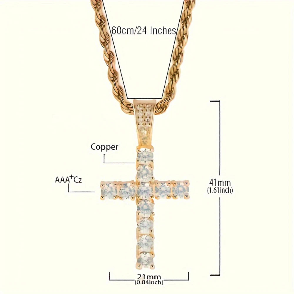 Unseen Gems 14K Gold Plated Cross Pendant Necklace - Unisex