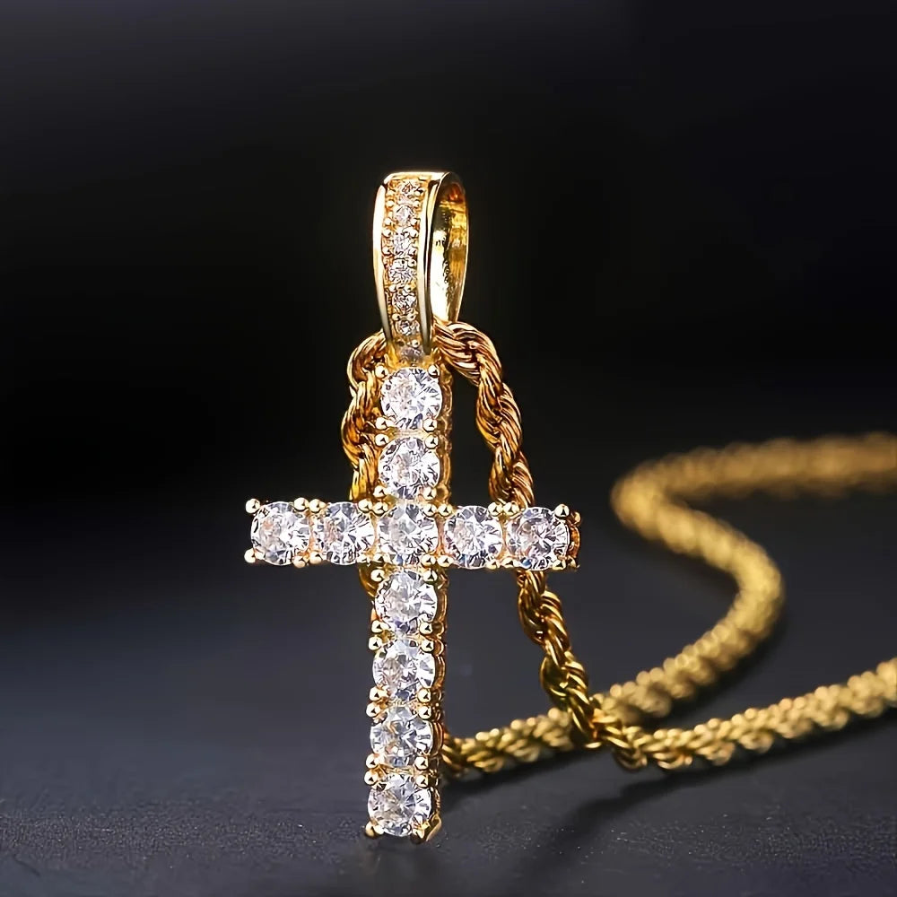 Unseen Gems 14K Gold Plated Cross Pendant Necklace - Unisex